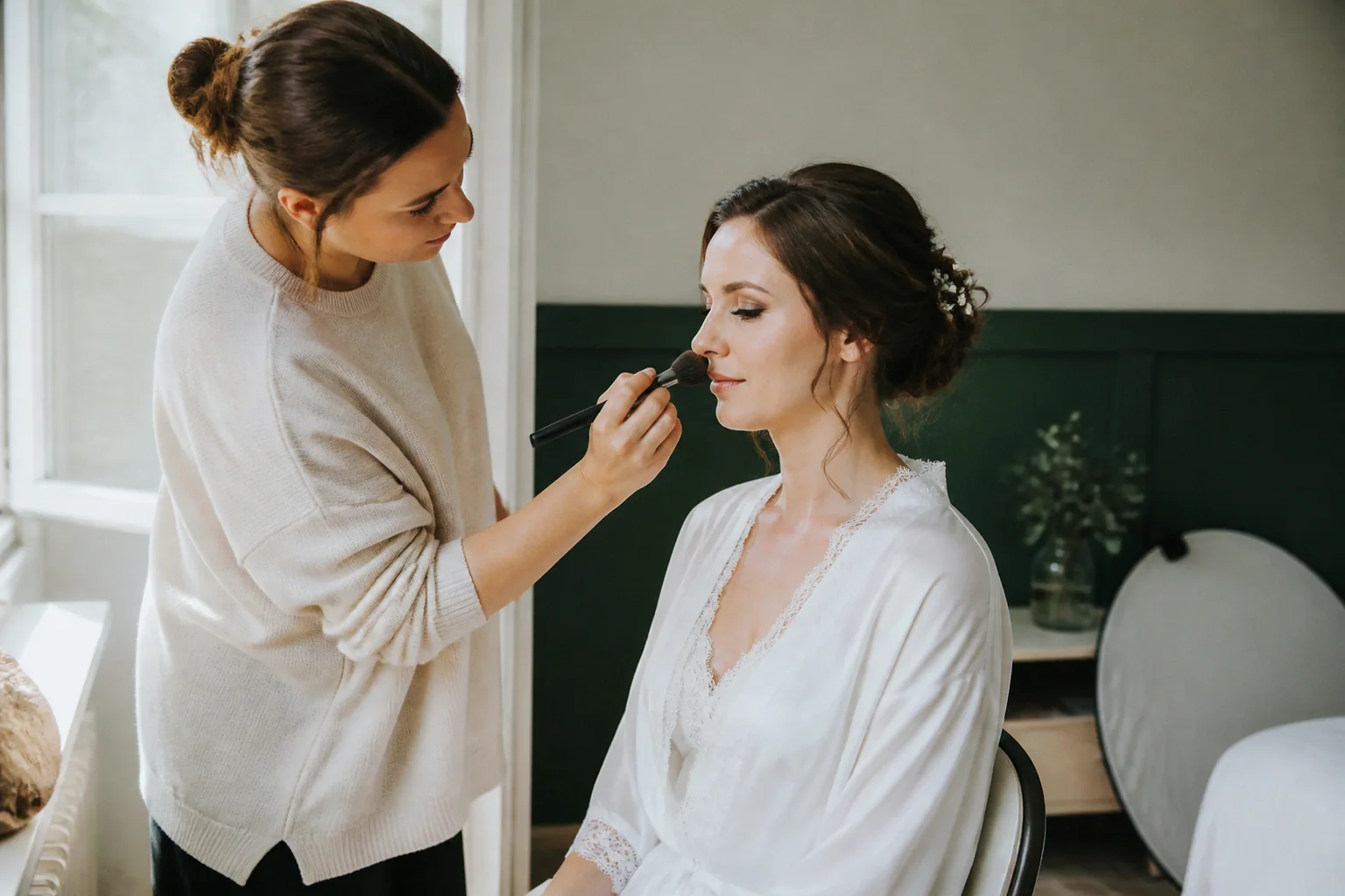 Préparation d’un maquillage de mariage — illustration générée par IA