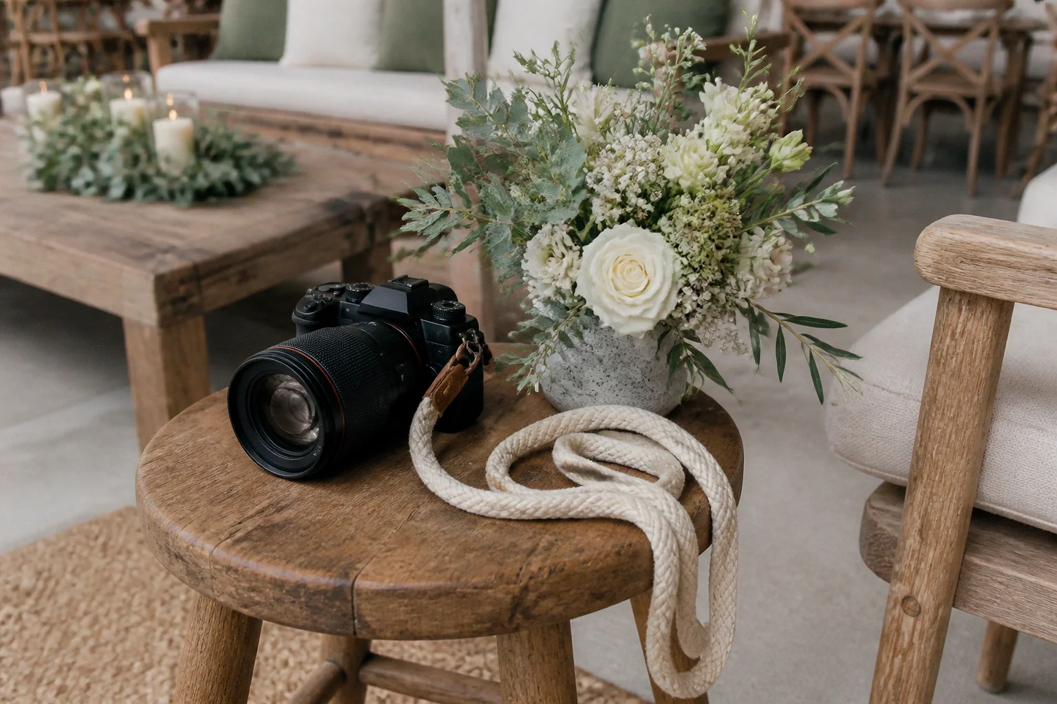 Appareil photo et accessoires de reportage de mariage — illustration générée par IA