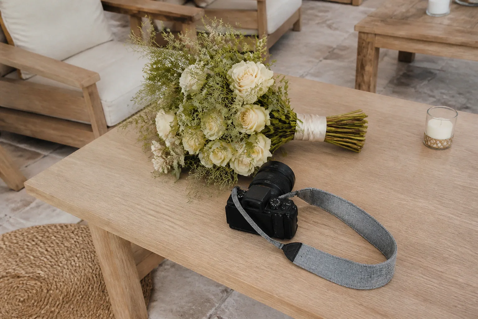 Appareil photo et accessoires de reportage de mariage — illustration générée par IA