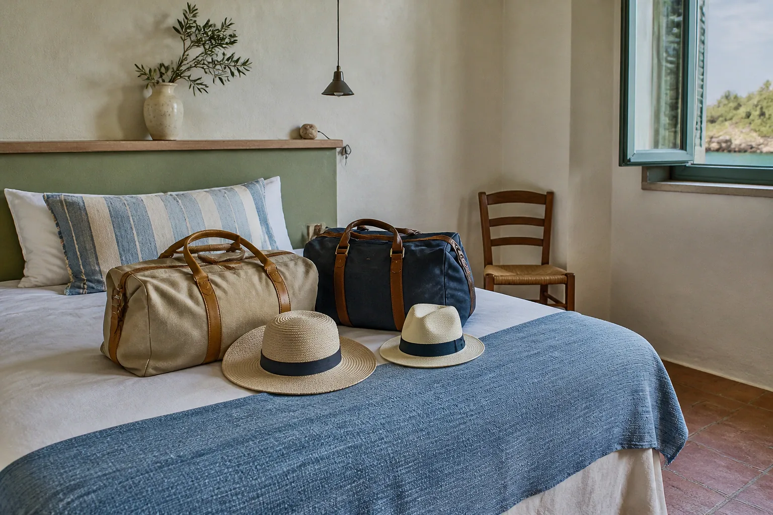 Bagages et hébergement pour un voyage de noces — illustration générée par IA