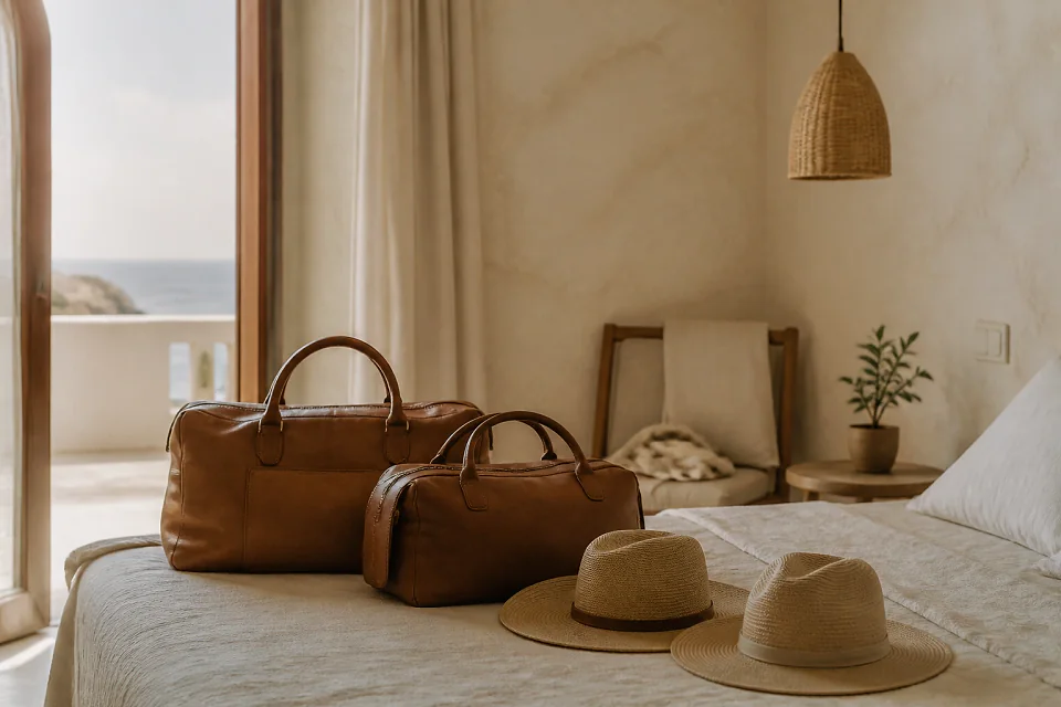 Bagages et hébergement pour un voyage de noces — illustration générée par IA