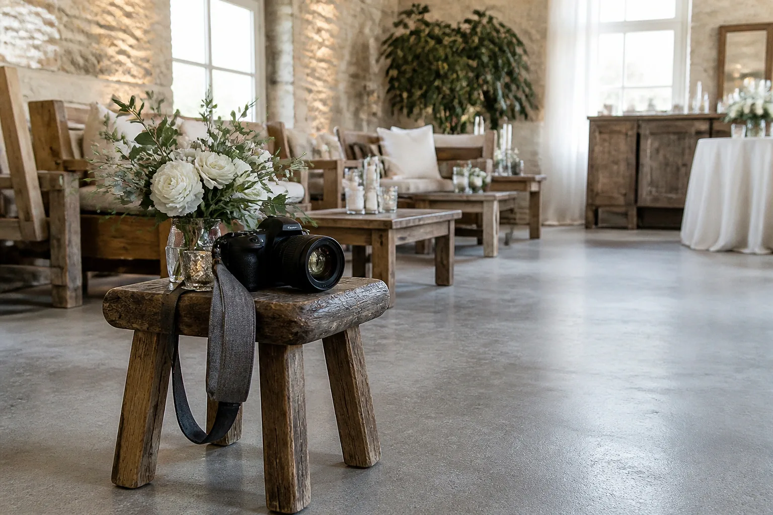 Appareil photo et accessoires de reportage de mariage — illustration générée par IA