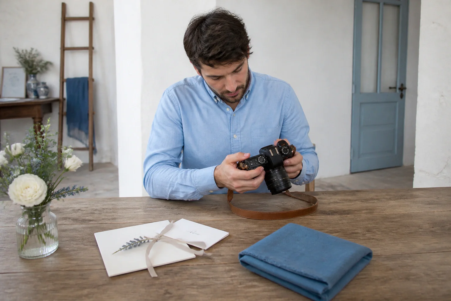 Appareil photo et accessoires de reportage de mariage — illustration générée par IA