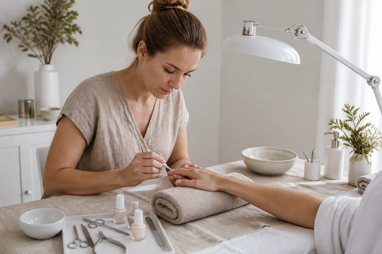 Préparation de soins esthétiques avant un mariage — illustration générée par IA