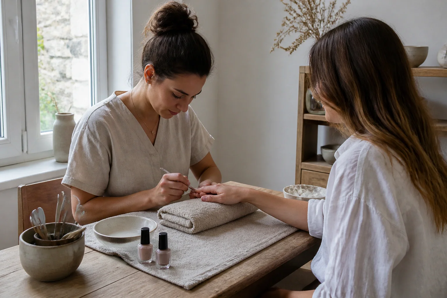Préparation de soins esthétiques avant un mariage — illustration générée par IA
