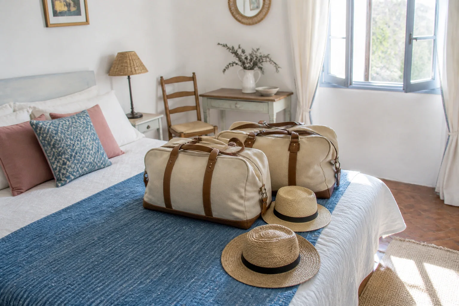 Bagages et hébergement pour un voyage de noces — illustration générée par IA
