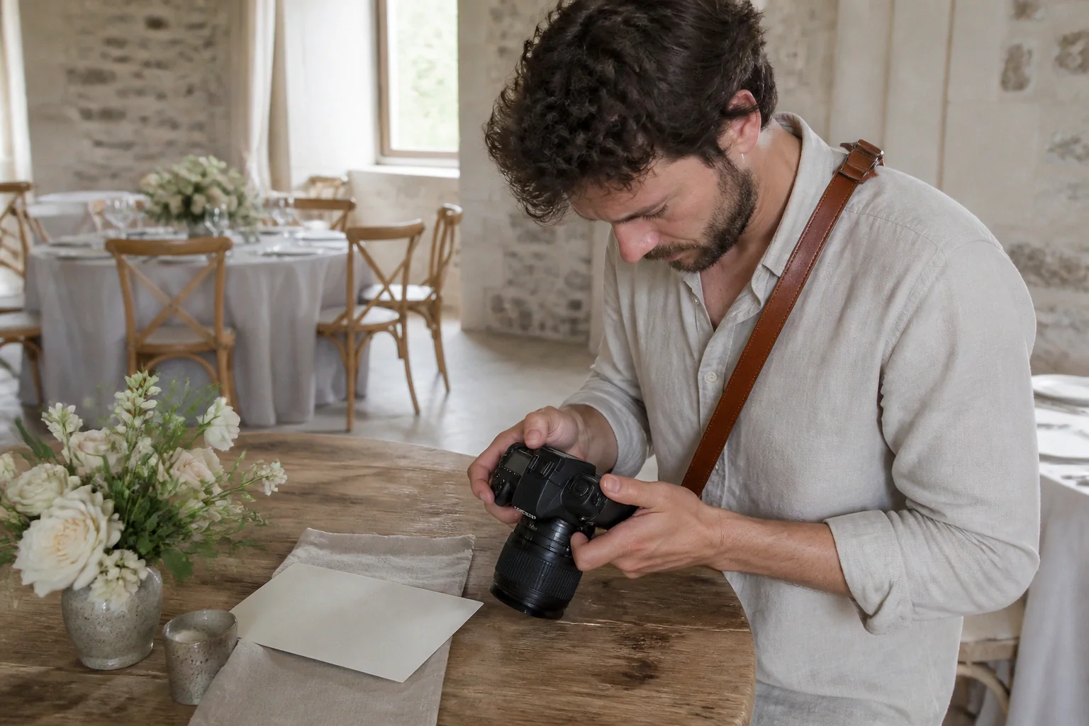 Appareil photo et accessoires de reportage de mariage — illustration générée par IA