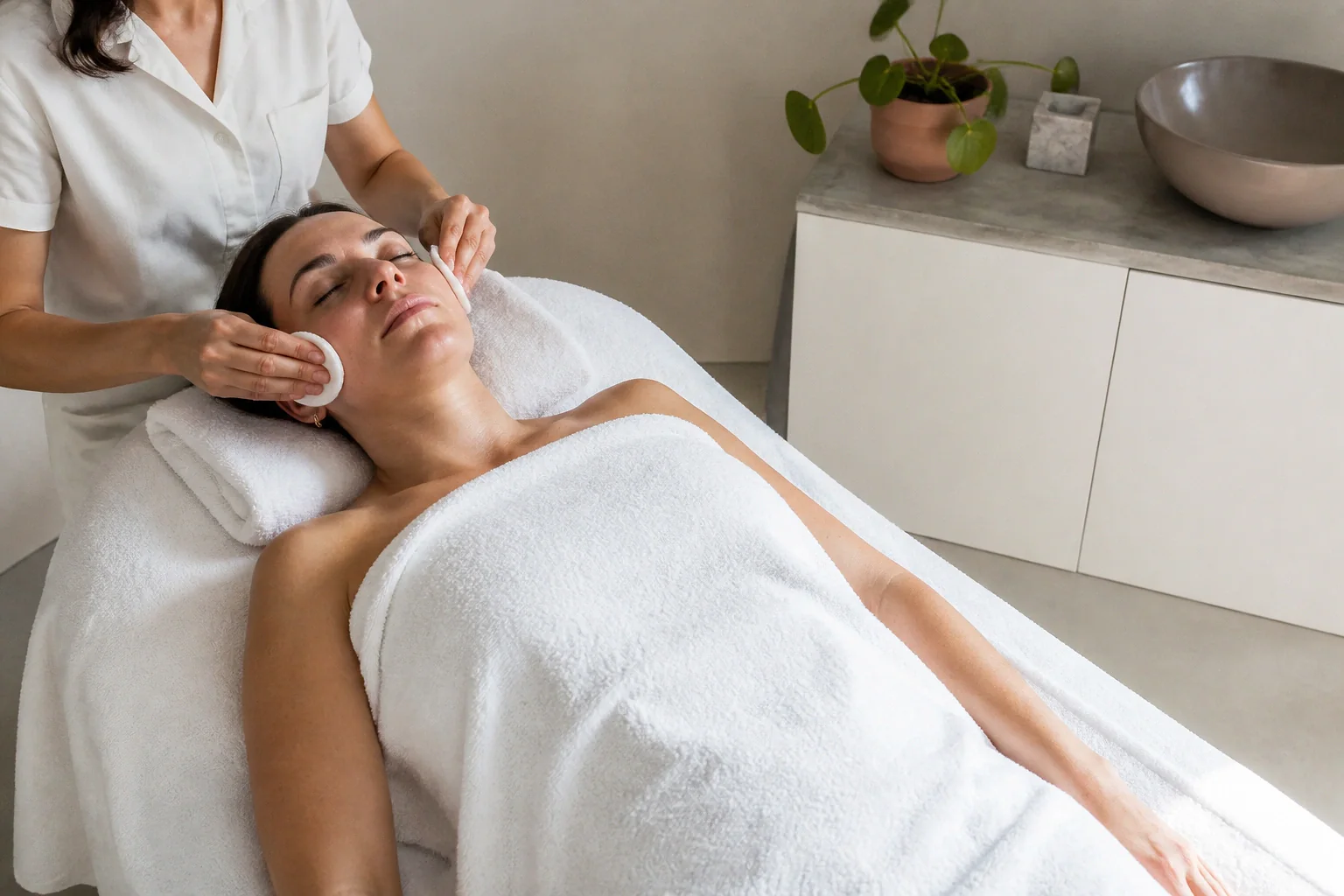Préparation de soins esthétiques avant un mariage — illustration générée par IA