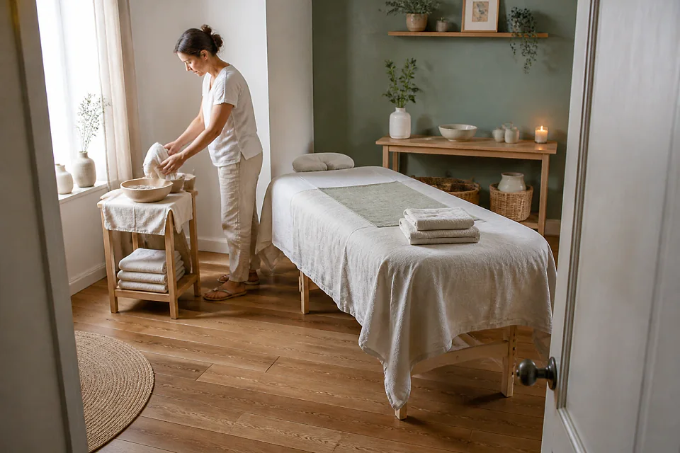 Préparation de soins esthétiques avant un mariage — illustration générée par IA