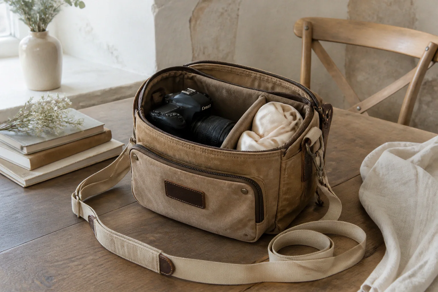 Appareil photo et accessoires de reportage de mariage — illustration générée par IA