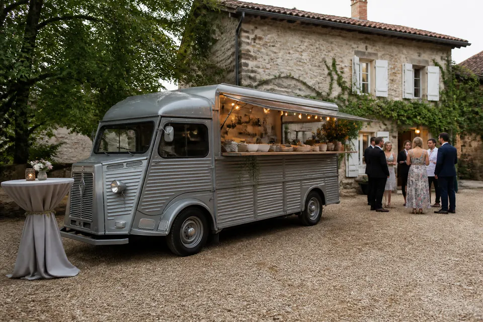 Service mobile de restauration pour une réception — illustration générée par IA