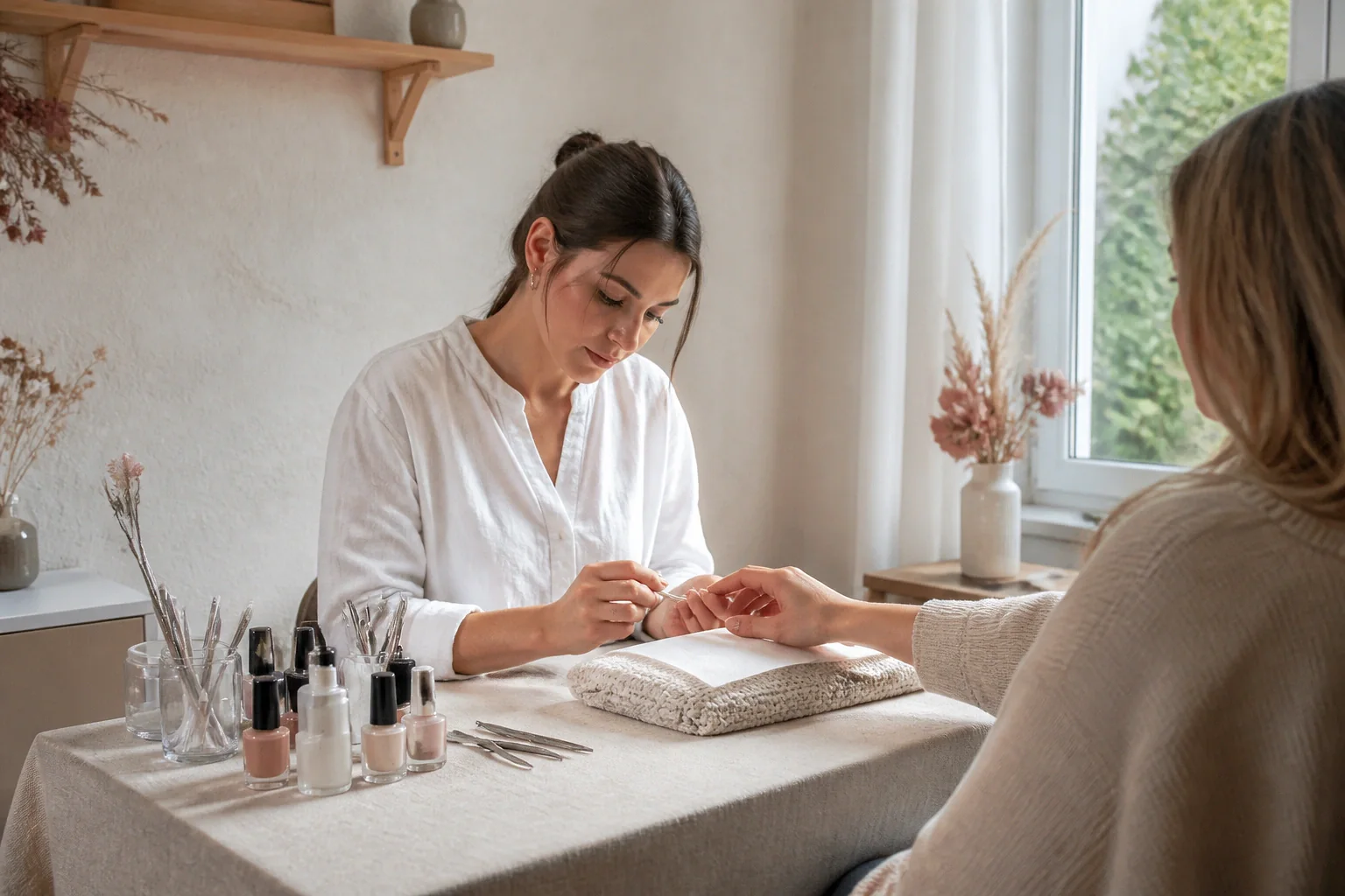 Préparation de soins esthétiques avant un mariage — illustration générée par IA