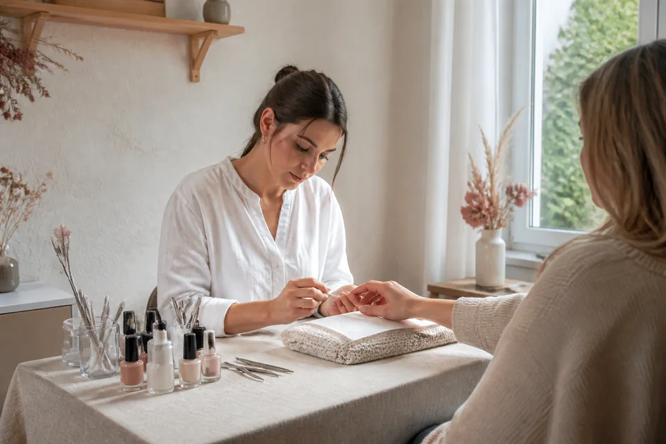 Préparation de soins esthétiques avant un mariage — illustration générée par IA