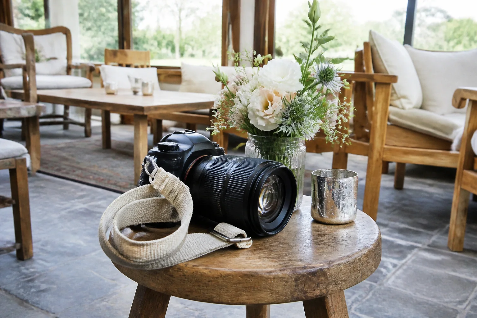 Appareil photo et accessoires de reportage de mariage — illustration générée par IA