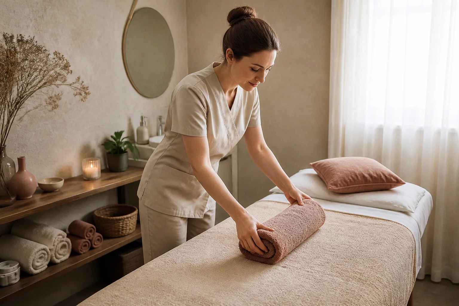 Préparation de soins esthétiques avant un mariage — illustration générée par IA