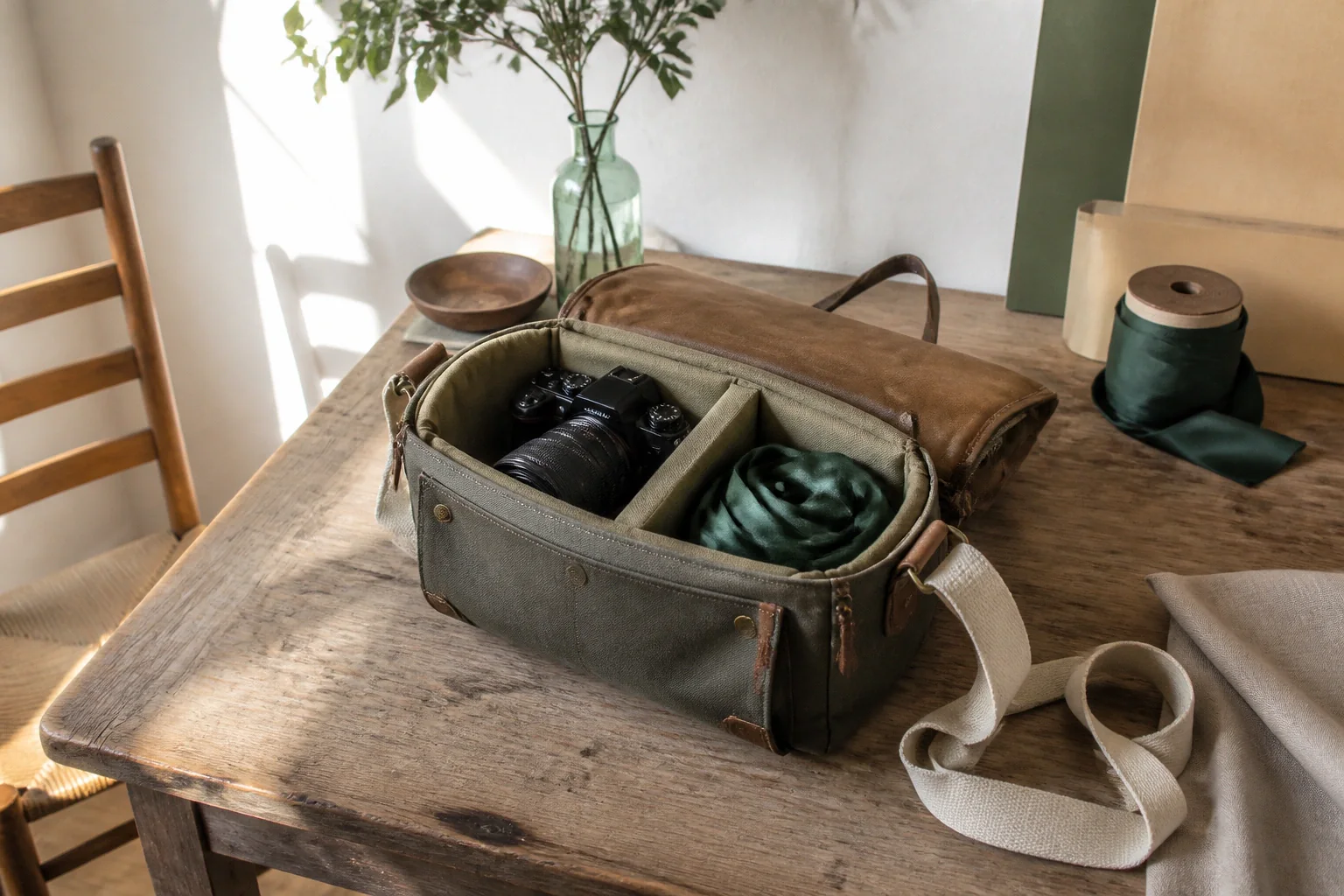 Appareil photo et accessoires de reportage de mariage — illustration générée par IA