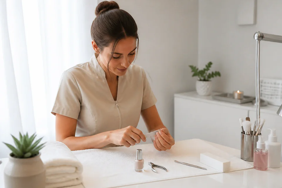 Préparation de soins esthétiques avant un mariage — illustration générée par IA