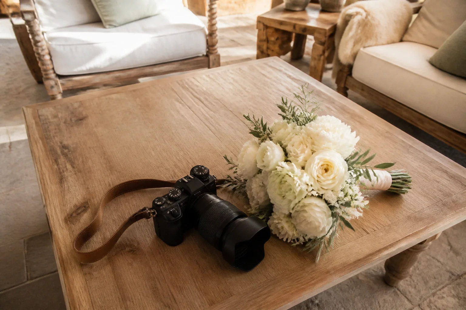 Appareil photo et accessoires de reportage de mariage — illustration générée par IA