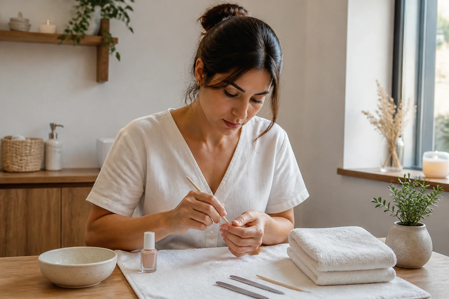 Préparation de soins esthétiques avant un mariage — illustration générée par IA
