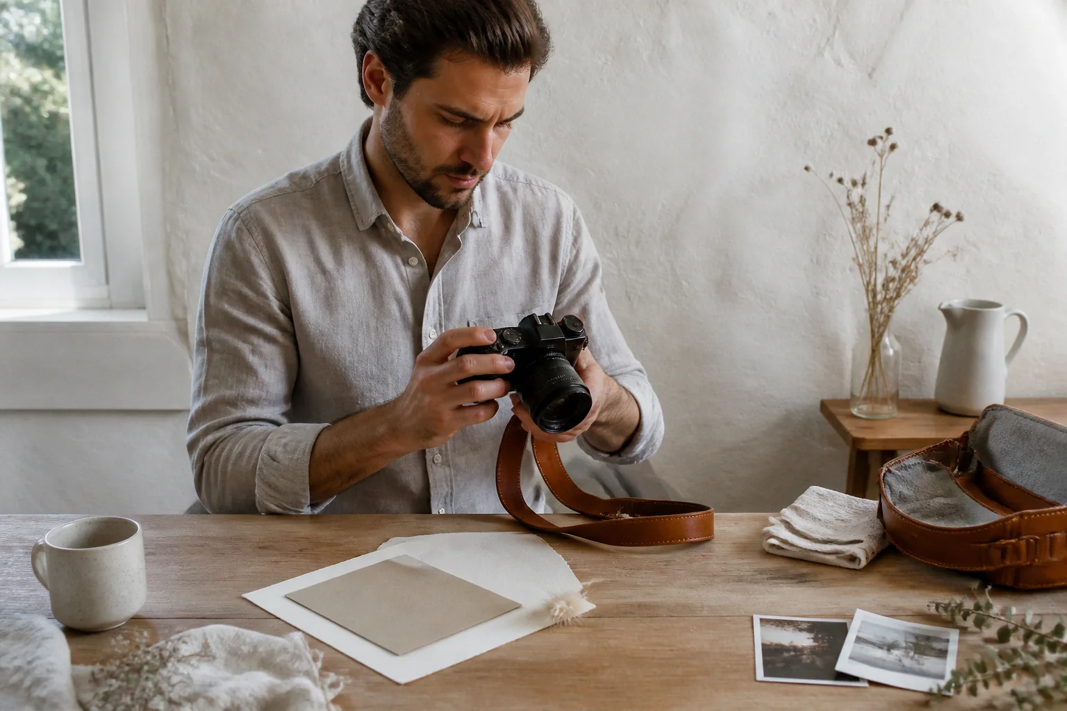 Appareil photo et accessoires de reportage de mariage — illustration générée par IA