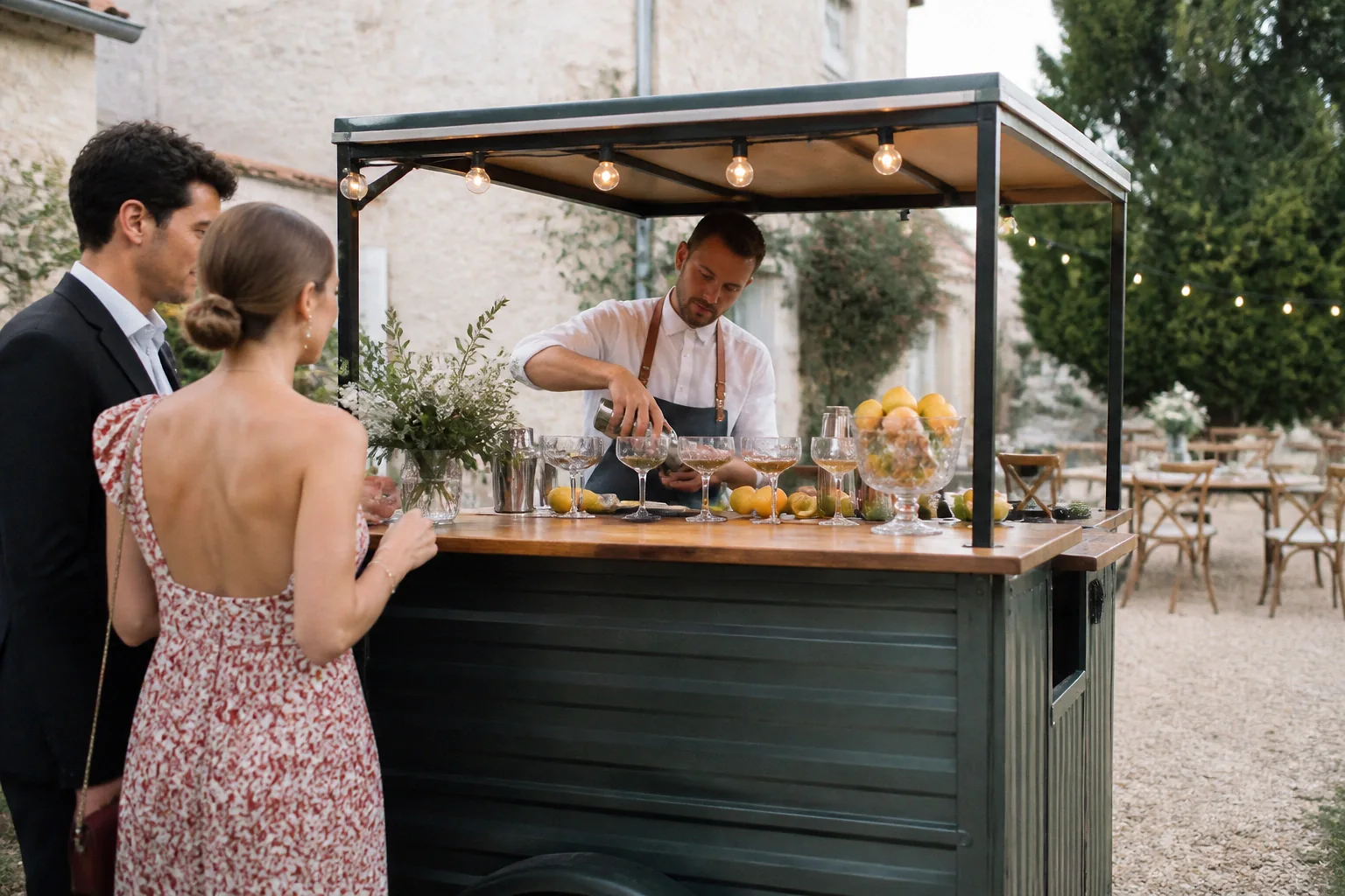 Service mobile de restauration pour une réception — illustration générée par IA