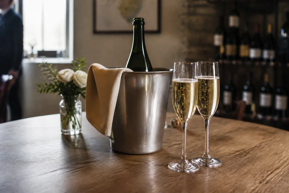Sélection de boissons pour une réception de mariage — illustration générée par IA