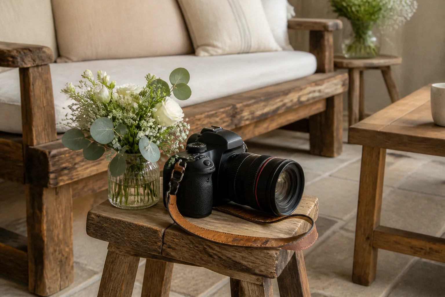 Appareil photo et accessoires de reportage de mariage — illustration générée par IA