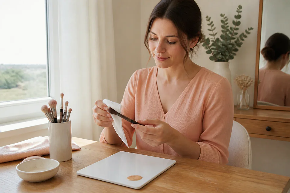 Préparation d’un maquillage de mariage — illustration générée par IA