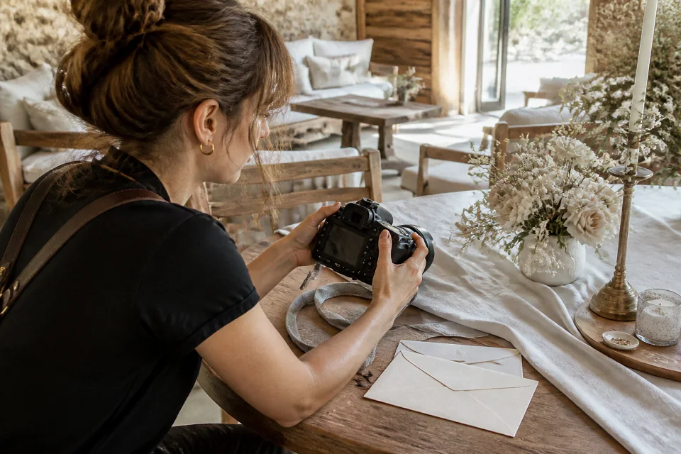 Appareil photo et accessoires de reportage de mariage — illustration générée par IA