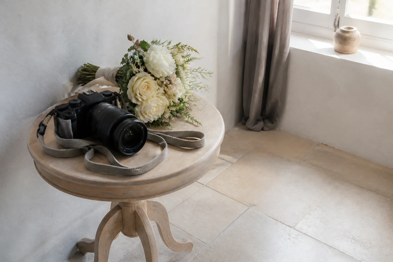 Appareil photo et accessoires de reportage de mariage — illustration générée par IA