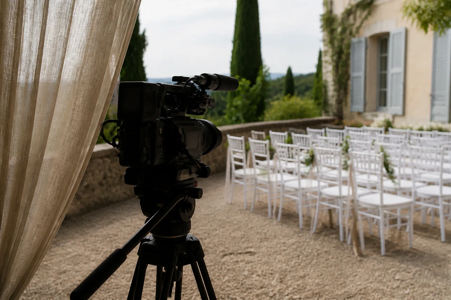 Matériel de tournage pour un film de mariage — illustration générée par IA