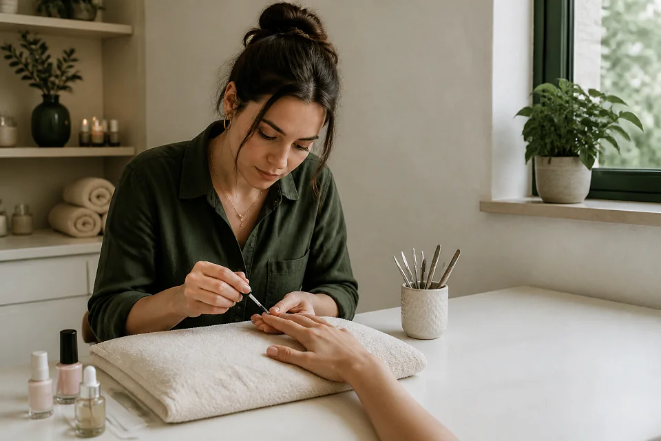 Préparation de soins esthétiques avant un mariage — illustration générée par IA