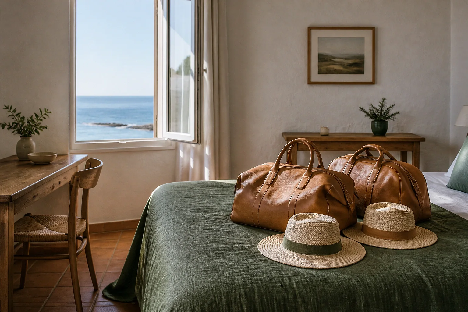 Bagages et hébergement pour un voyage de noces — illustration générée par IA