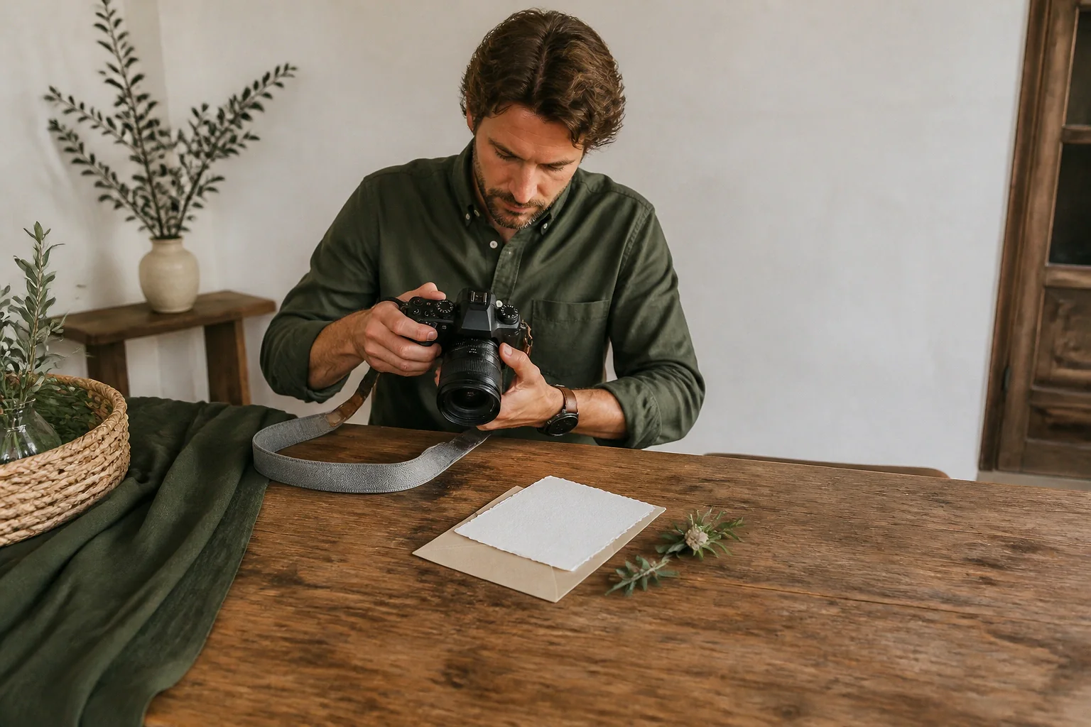 Appareil photo et accessoires de reportage de mariage — illustration générée par IA