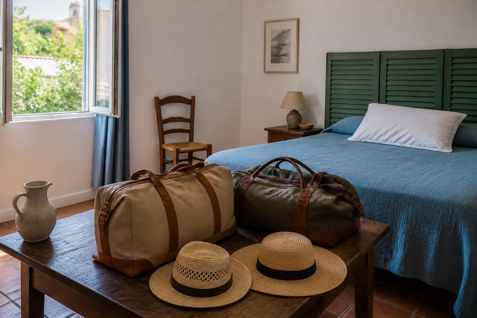 Bagages et hébergement pour un voyage de noces — illustration générée par IA