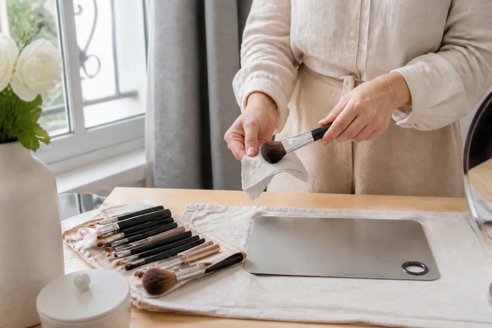 Préparation d’un maquillage de mariage — illustration générée par IA
