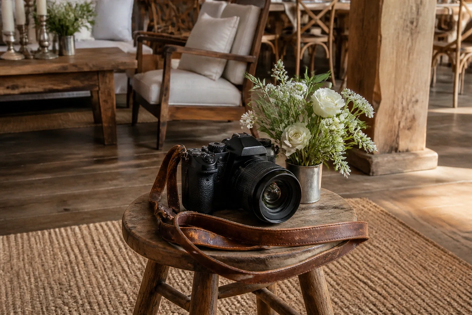 Appareil photo et accessoires de reportage de mariage — illustration générée par IA
