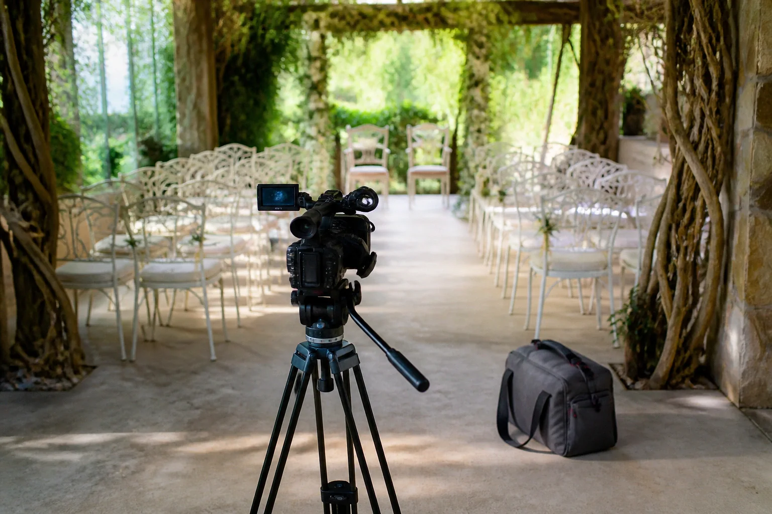 Matériel de tournage pour un film de mariage — illustration générée par IA