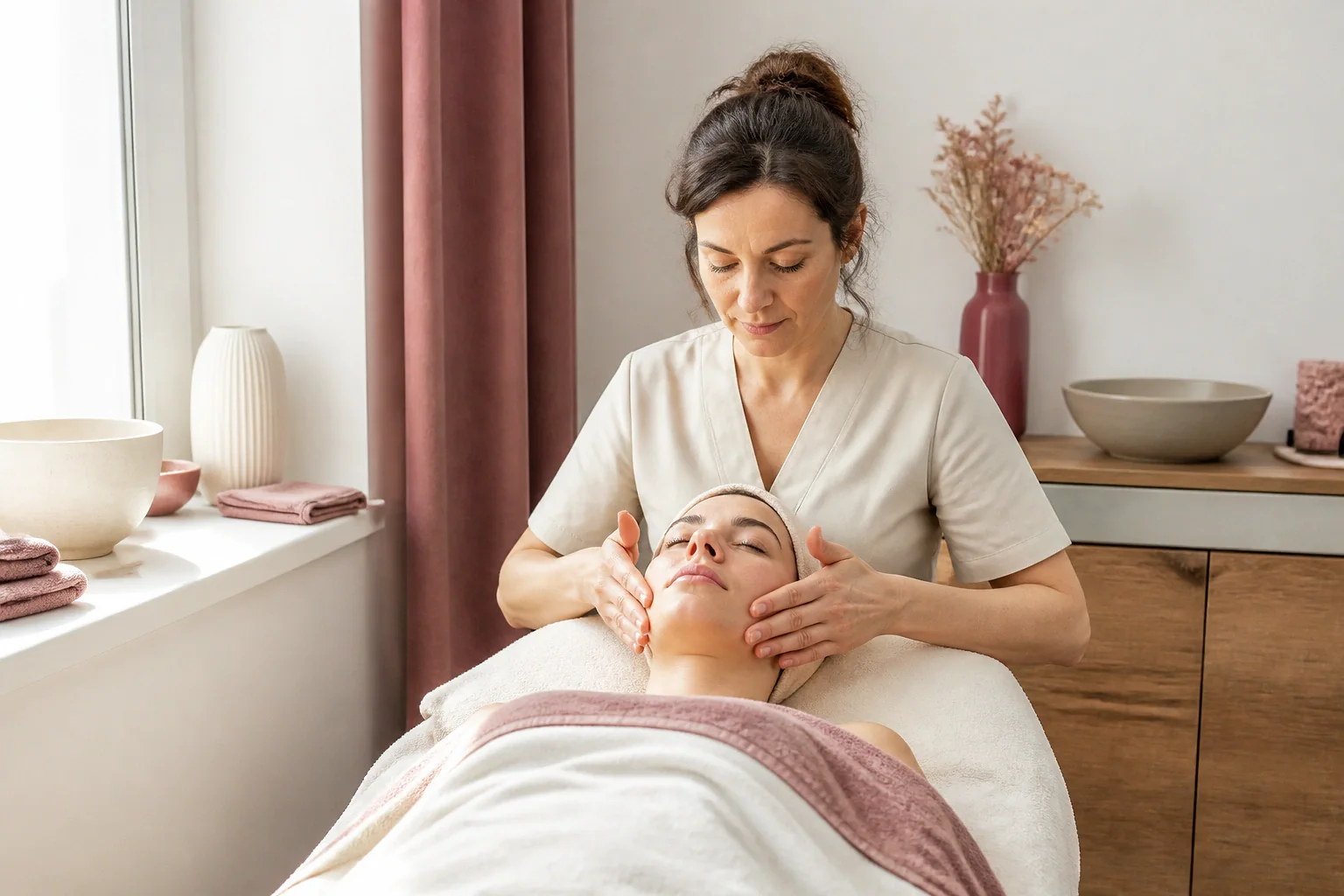 Préparation de soins esthétiques avant un mariage — illustration générée par IA