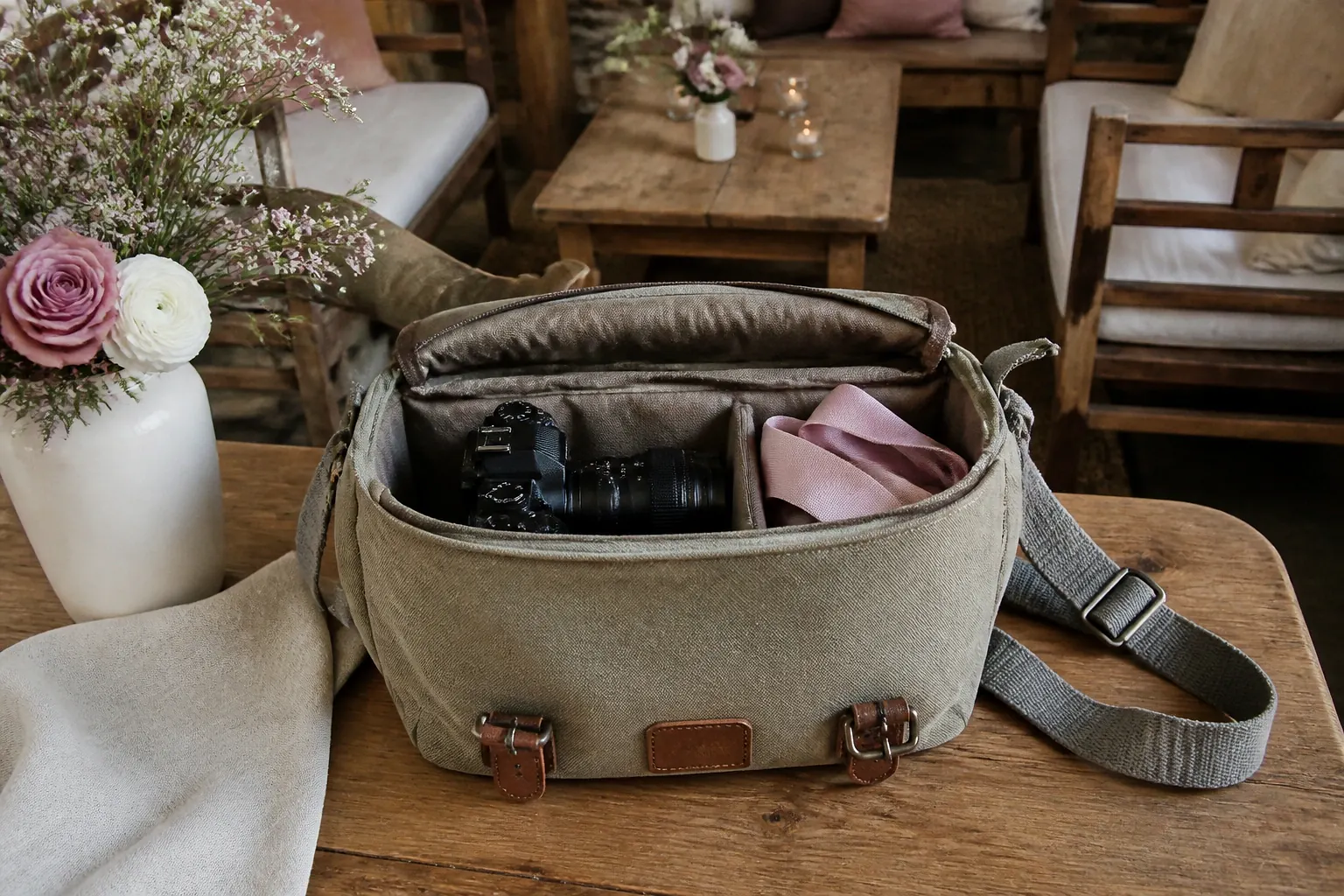 Appareil photo et accessoires de reportage de mariage — illustration générée par IA