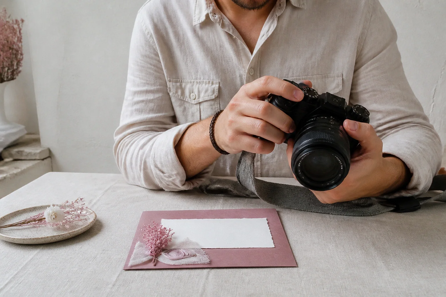 Appareil photo et accessoires de reportage de mariage — illustration générée par IA