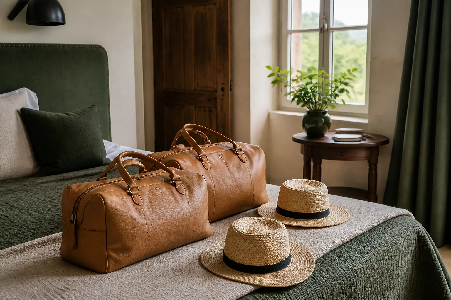 Bagages et hébergement pour un voyage de noces — illustration générée par IA