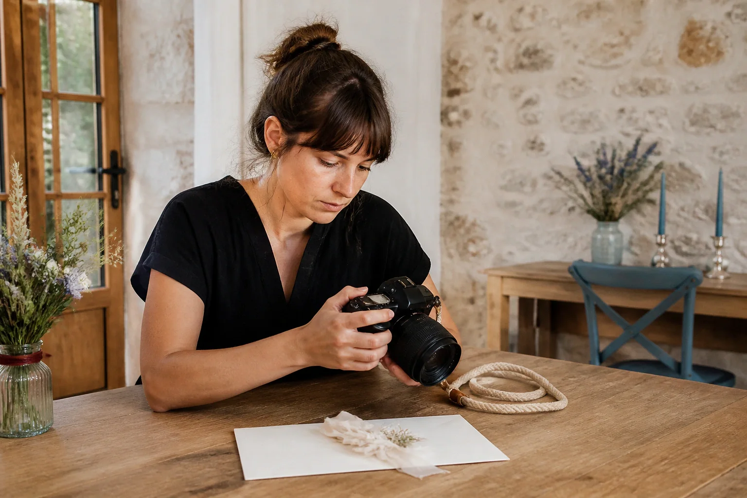 Appareil photo et accessoires de reportage de mariage — illustration générée par IA