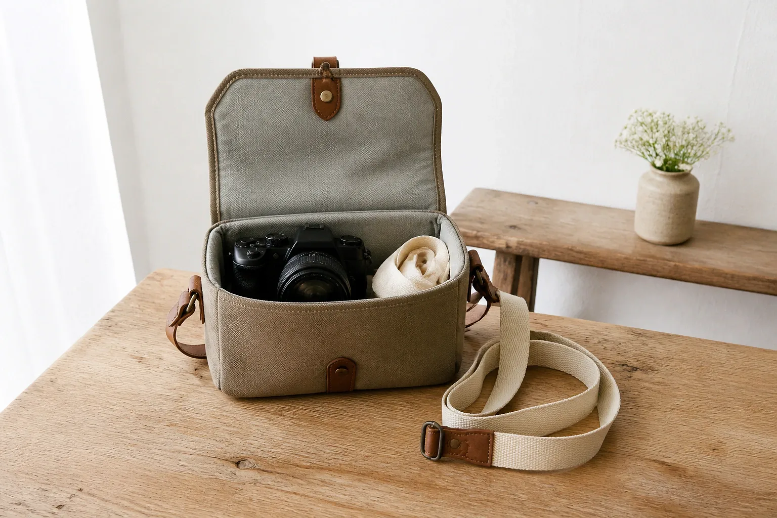 Appareil photo et accessoires de reportage de mariage — illustration générée par IA