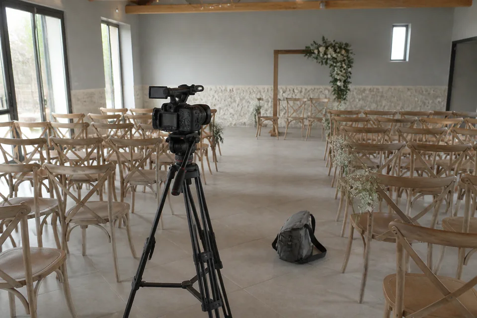 Matériel de tournage pour un film de mariage — illustration générée par IA