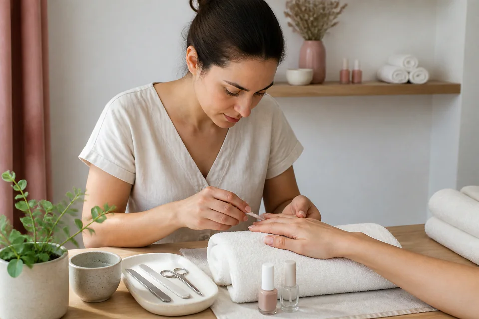 Préparation de soins esthétiques avant un mariage — illustration générée par IA