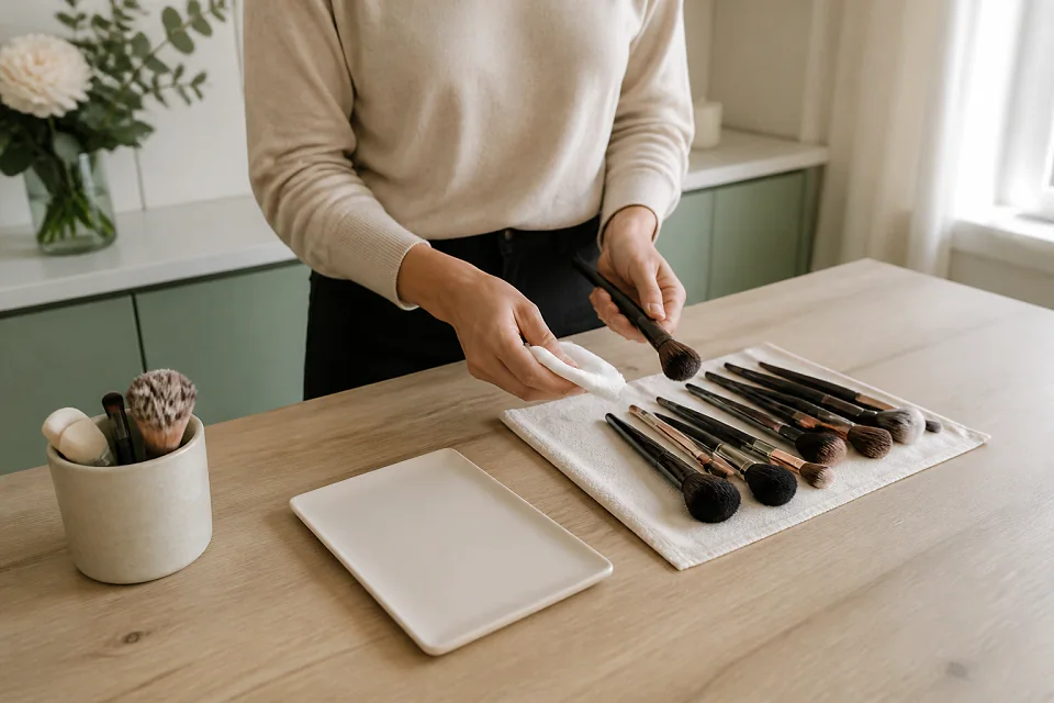 Préparation d’un maquillage de mariage — illustration générée par IA