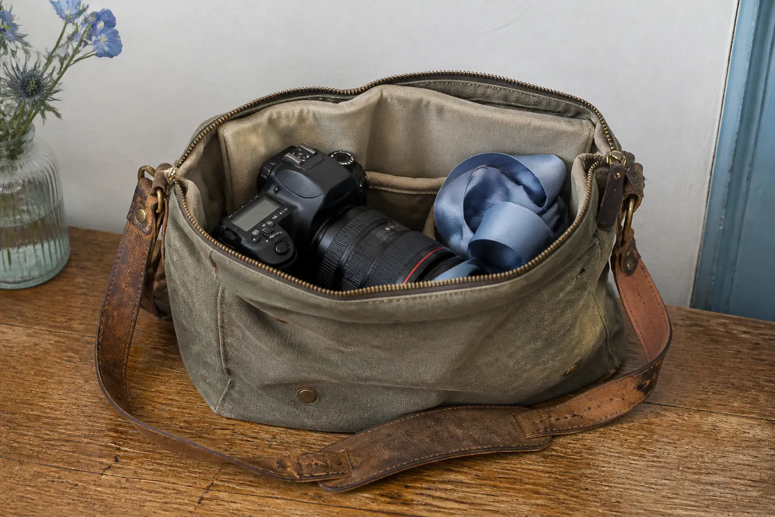 Appareil photo et accessoires de reportage de mariage — illustration générée par IA