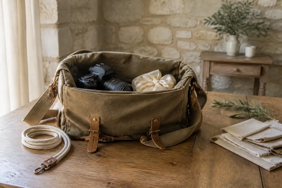 Appareil photo et accessoires de reportage de mariage — illustration générée par IA