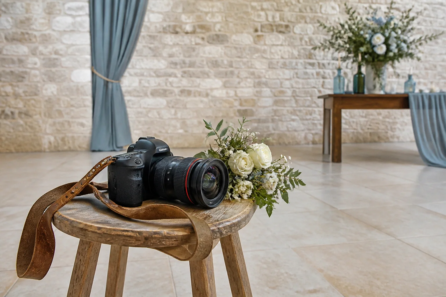 Appareil photo et accessoires de reportage de mariage — illustration générée par IA